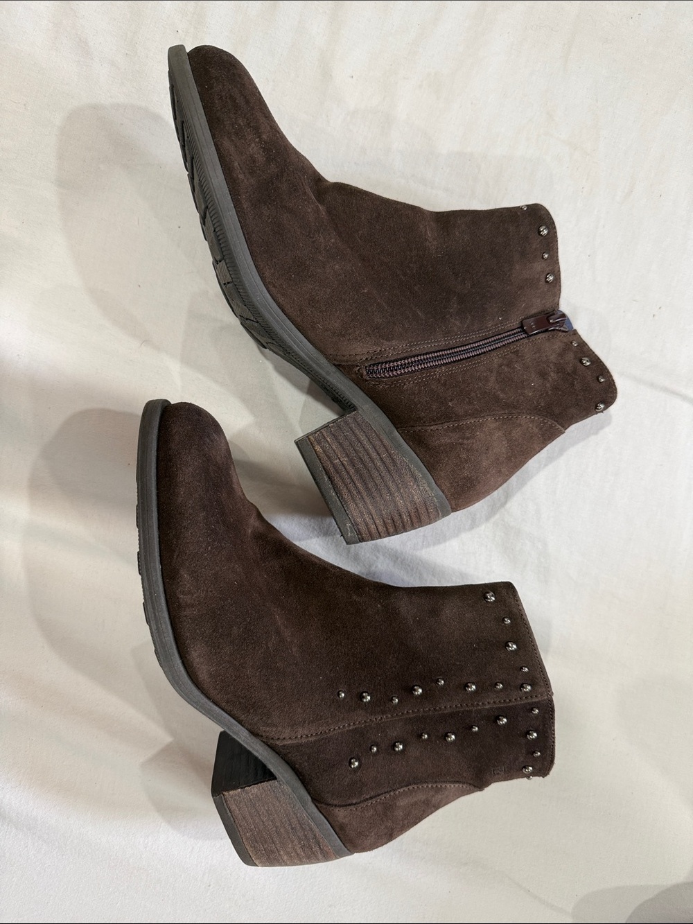 Dorking Chocolate Brown Suede Studded Ankle Booties